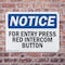 Signmission For Entry Press Red Intercom Button, 14 in W x Rectangle, Plastic OS-2PACK-NS-P-1014-L-12847 - alternate 2